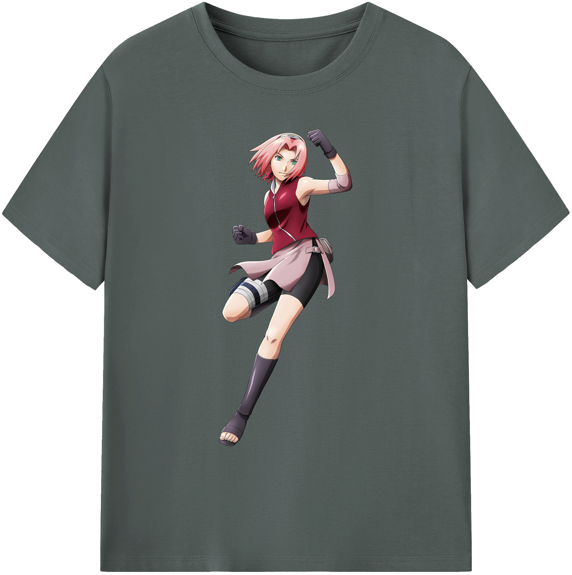 （画像用） NARUTO -ナルト- 春野サクラ Haruno Sakura 綿100％ メンズ半袖Tシャツ｜肌触りやわらか＆通気性